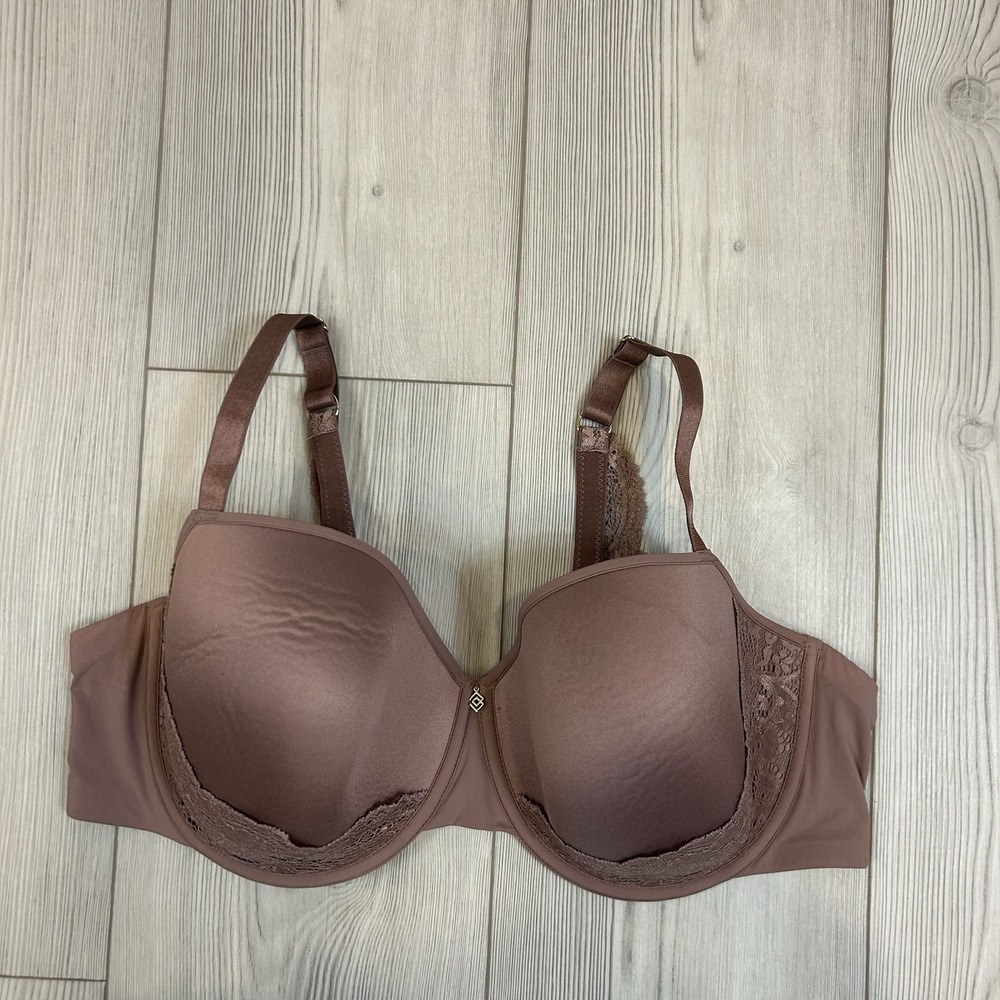 THIRDLOVE Size 40D Brown 24/7 Lace Detail‎ T Shirt Bra Underwire Adjustable